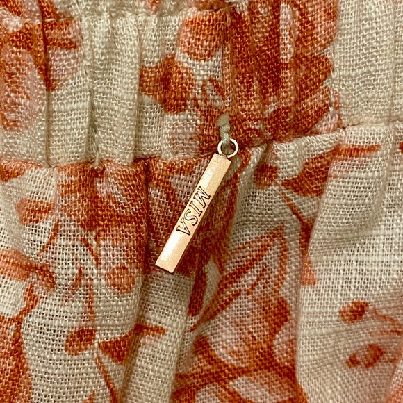 MISA Los Angeles Toile Floral Linen Cotton Blend Cropped Resort Pants XS Garden - Picture 4 of 6